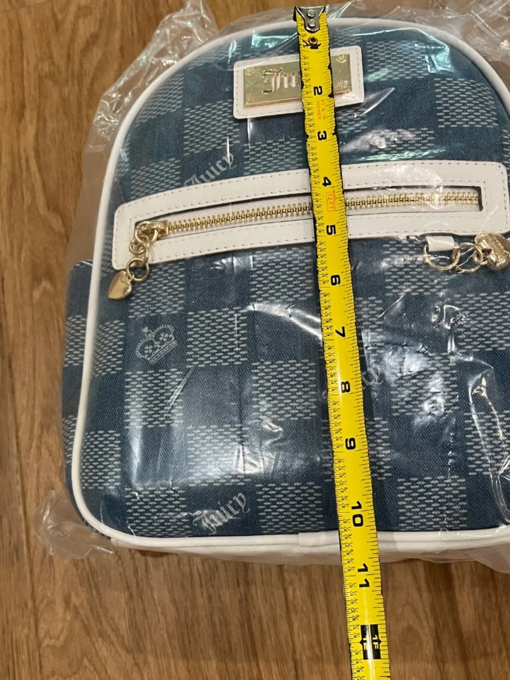Juicy Couture blue checked backpack NWT